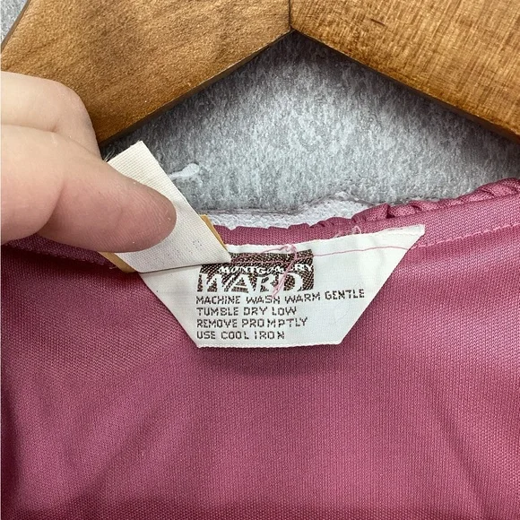 Vintage Montgomery Ward Rose Pink Slip Dress With Matching Ruffle Tied Top Small - Picture 3 of 13